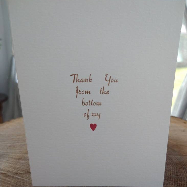 Thank You From the Bottom of My Heart Letterpress Greeting Card