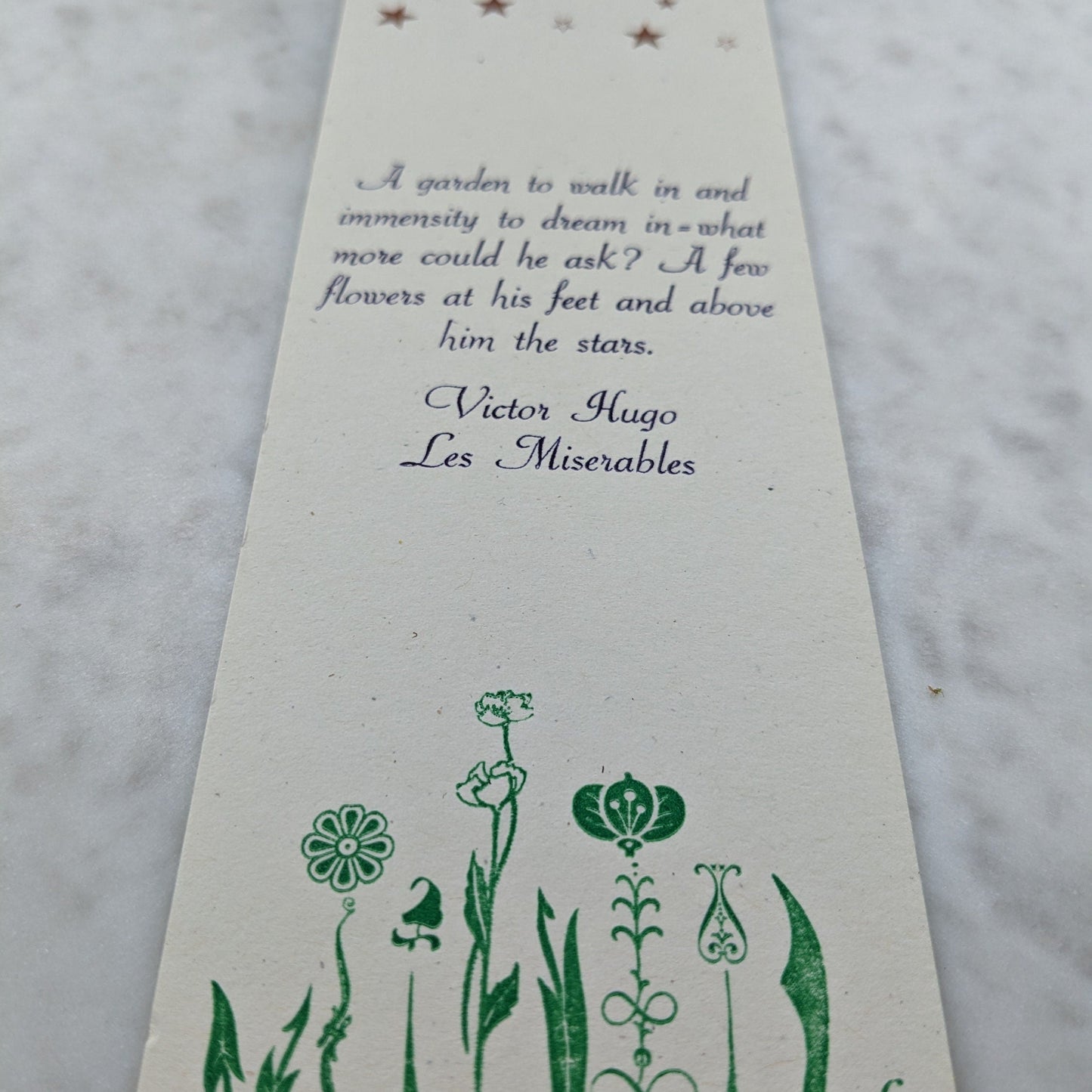 Les Miserables Flowers and Stars  Letterpress Bookmark