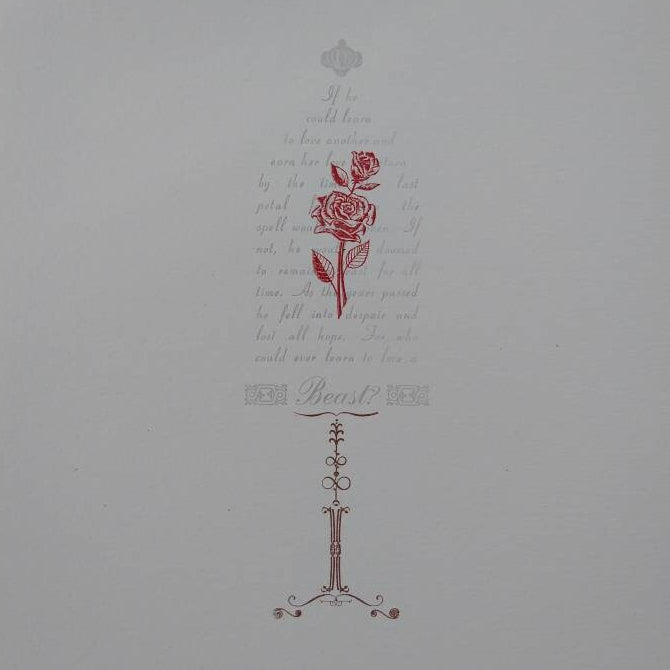 Beauty and the Beast Enchanted Rose Letterpress Print