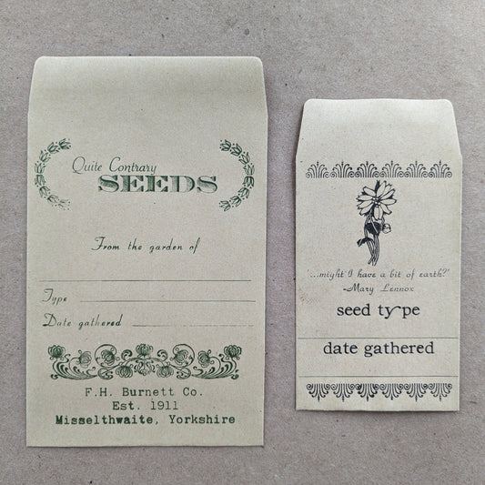The Secret Garden Inspired Letterpress Seed Packets/Set of 6