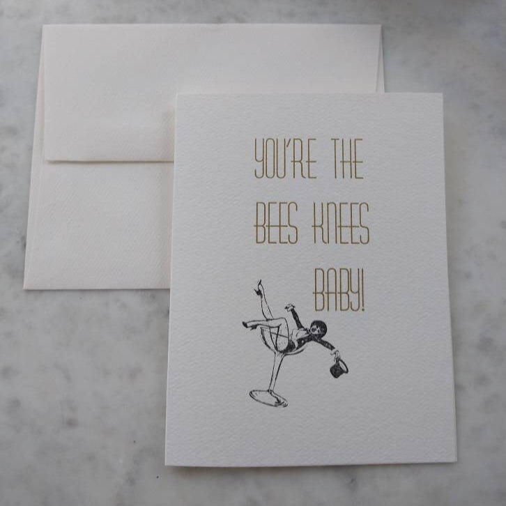 You're The Bees Knees Baby! Vintage Inspired 1920s Letterpress Greeting Card/Thank You Card/Friendship Card/Congratulations Card