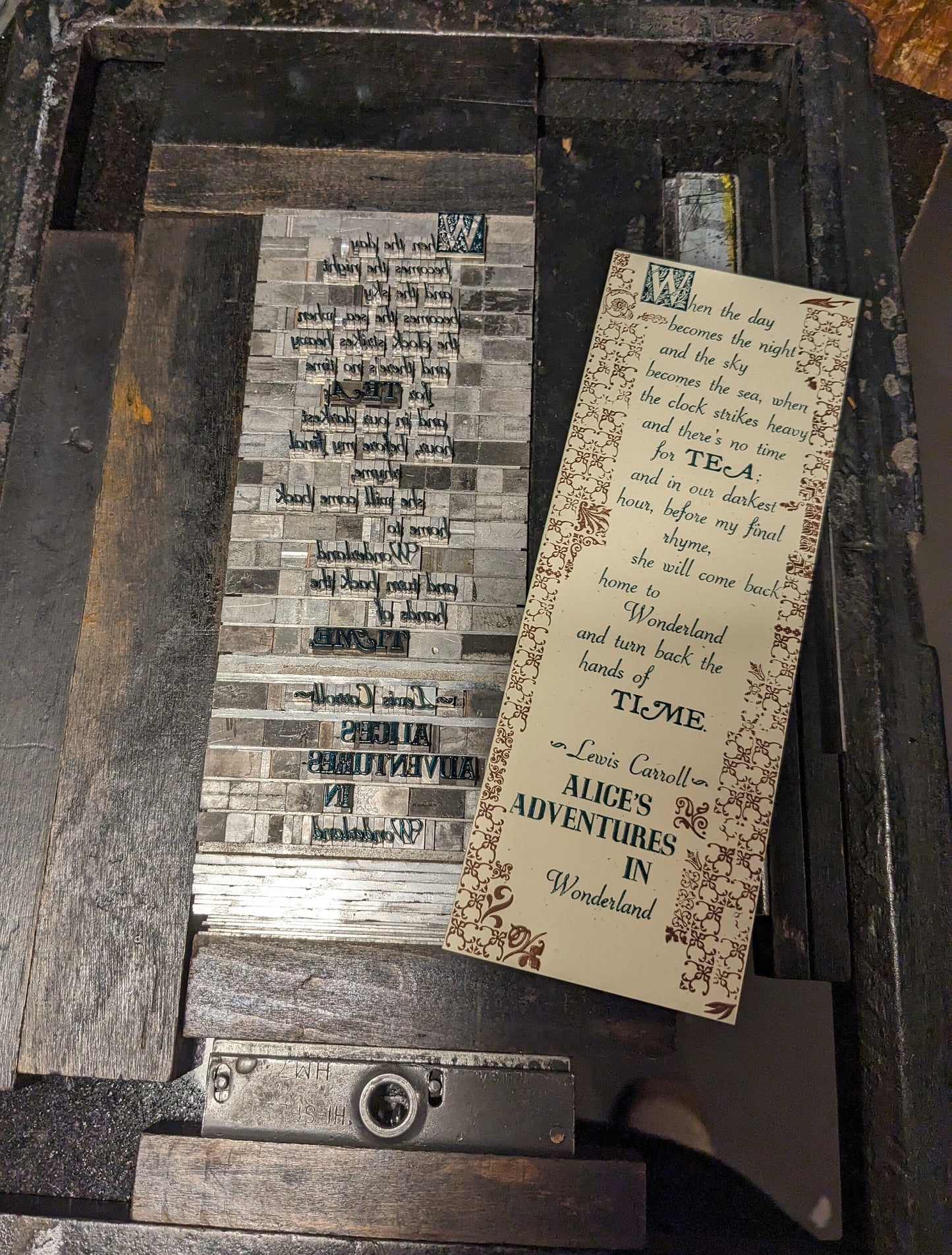 Alice's Adventures in Wonderland Letterpress Bookmark