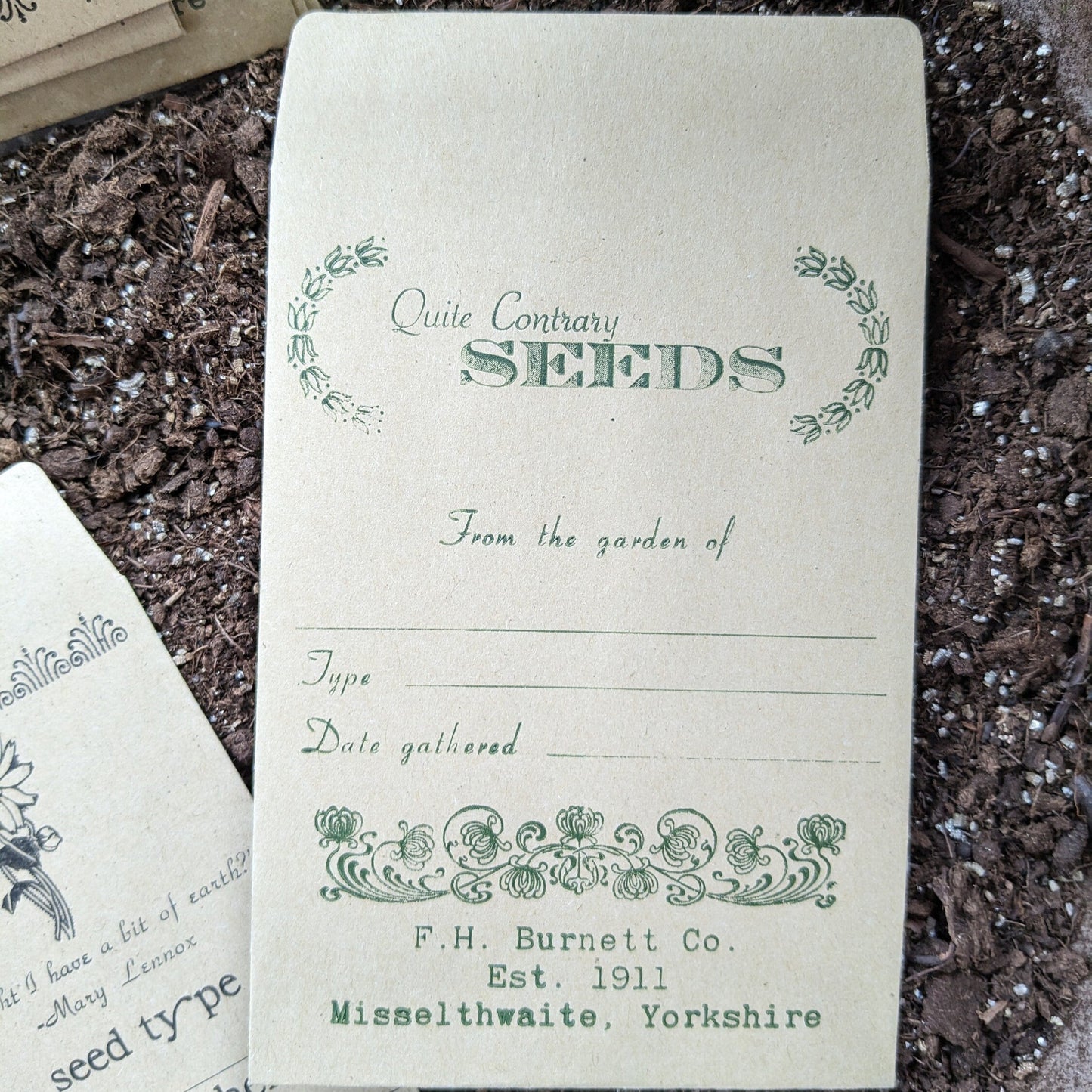 The Secret Garden Inspired Letterpress Seed Packets/Set of 6
