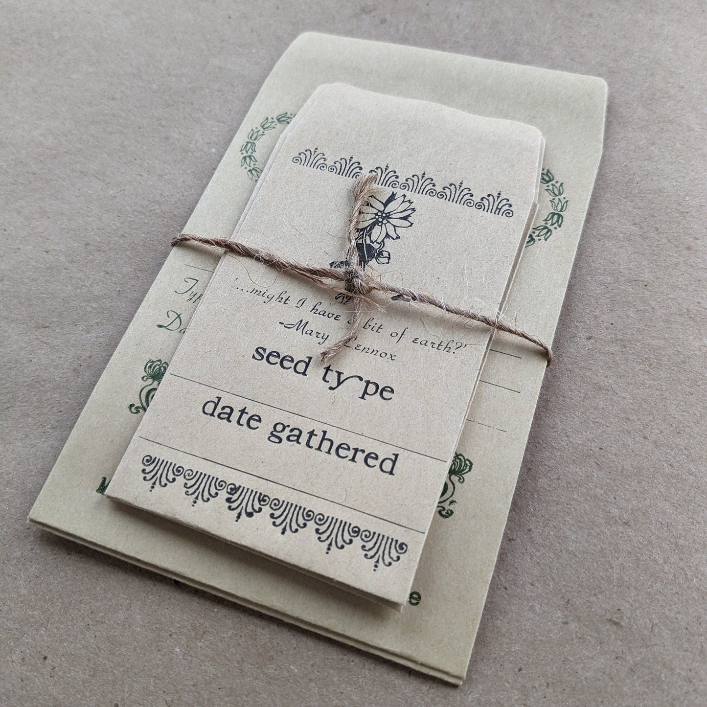 The Secret Garden Inspired Letterpress Seed Packets/Set of 6