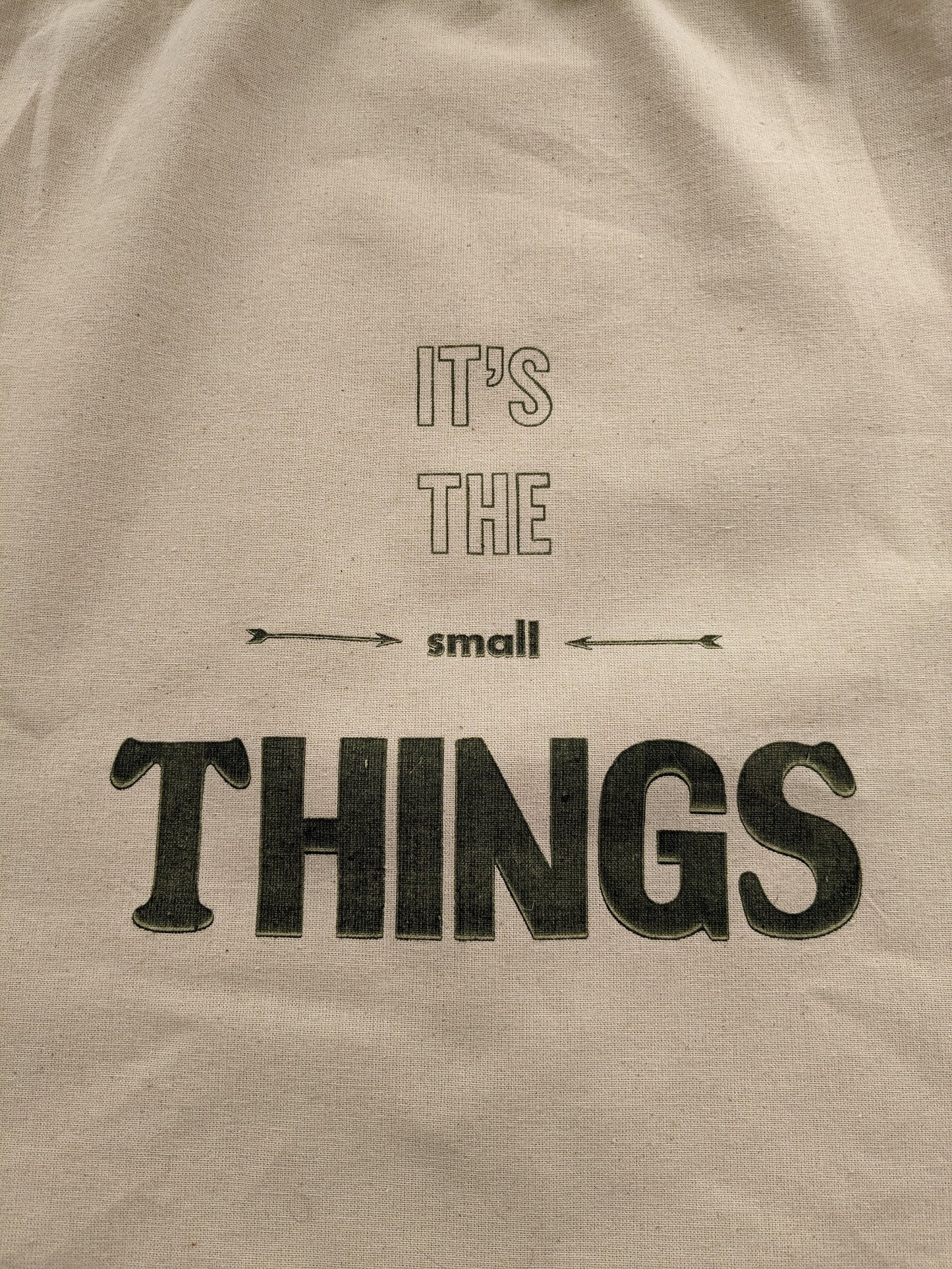 It's the Small Things Letterpress Drawstring Bag/Backpack