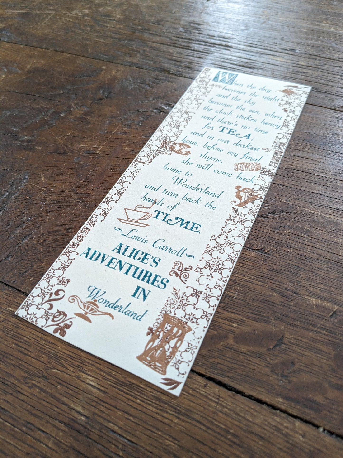 Alice's Adventures in Wonderland Letterpress Bookmark
