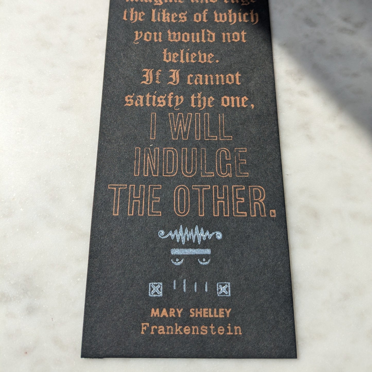 Frankenstein Quote Letterpress Bookmark
