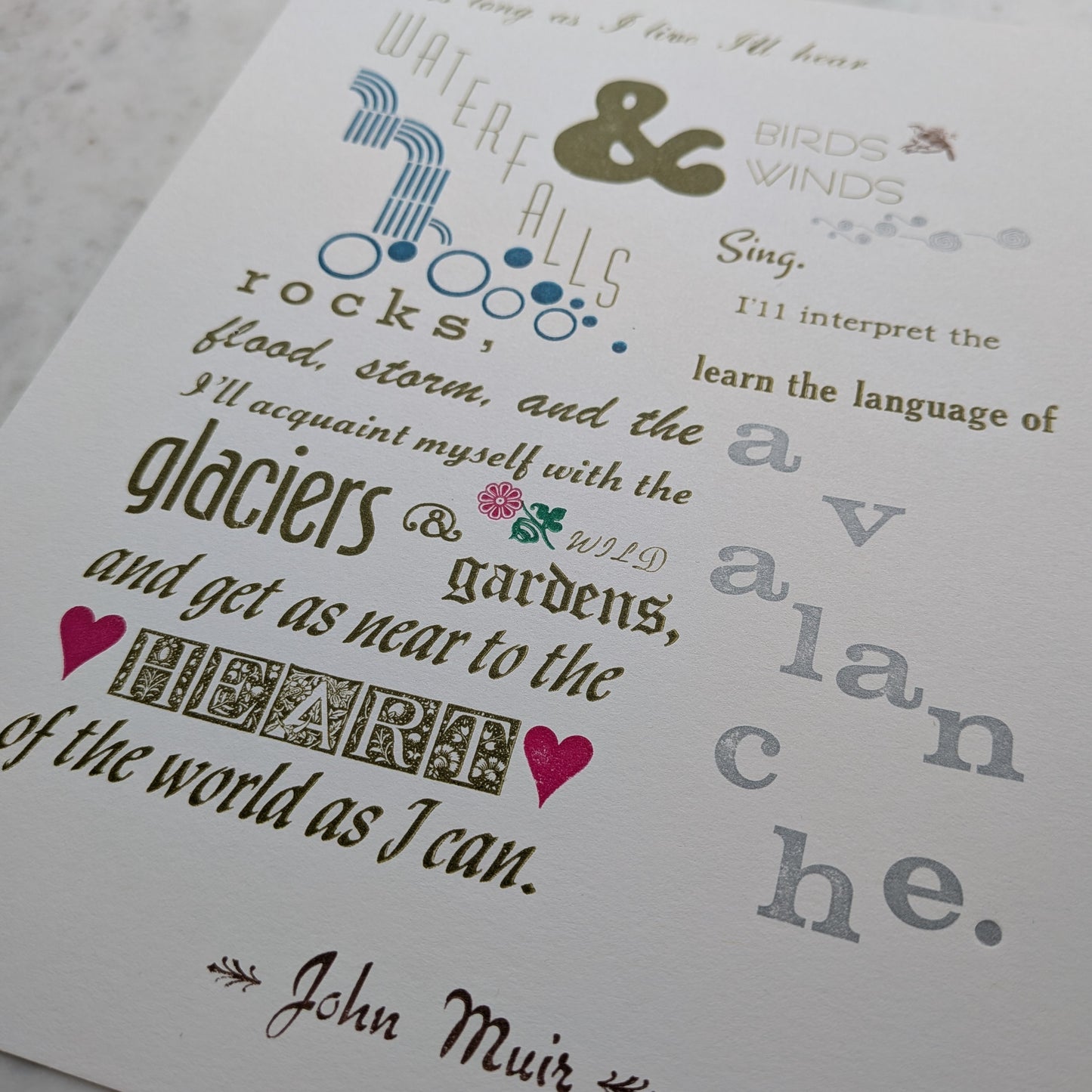 John Muir Quote Letterpress Print