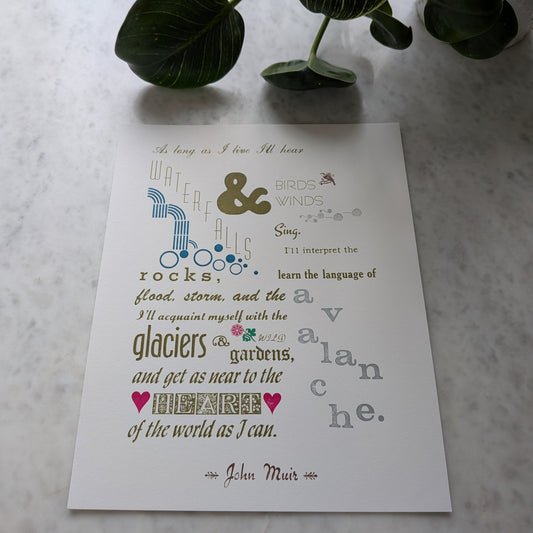 John Muir Quote Letterpress Print