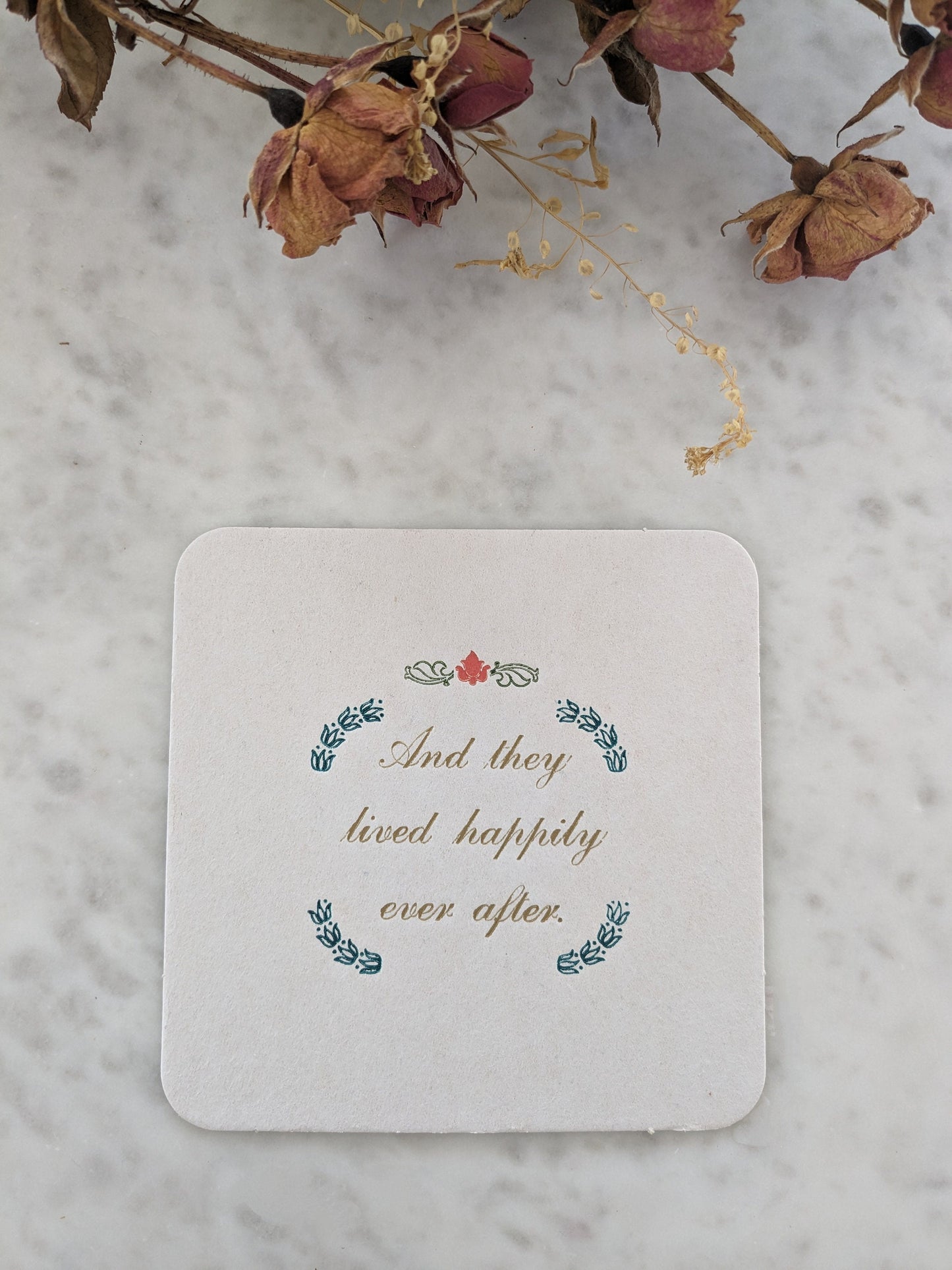 Happily Ever After Letterpress Coasters