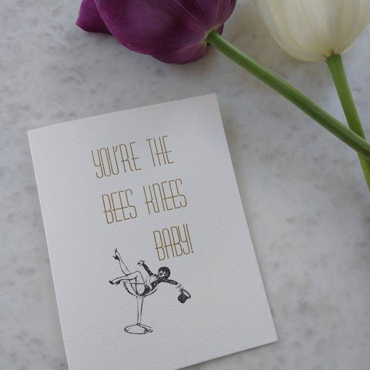 You're The Bees Knees Baby! Vintage Inspired 1920s Letterpress Greeting Card/Thank You Card/Friendship Card/Congratulations Card