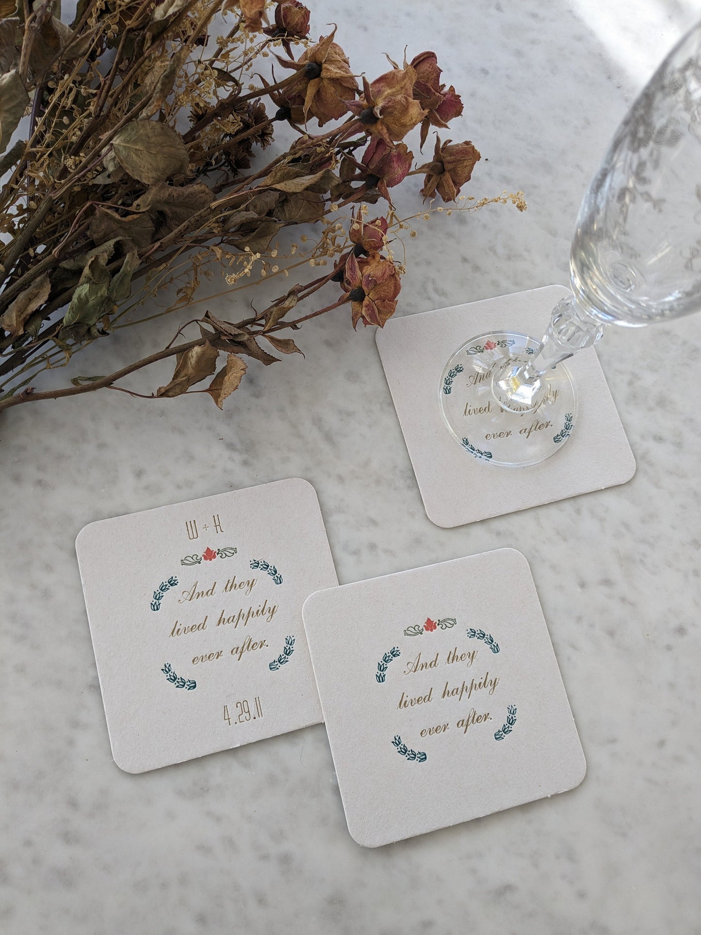 Happily Ever After Letterpress Coasters