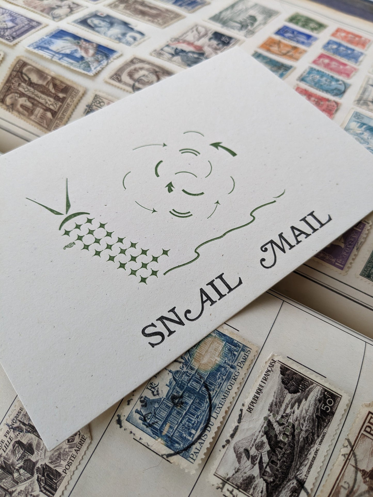 Snail Mail Letterpress Postcard