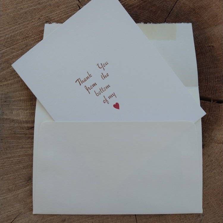 Thank You From the Bottom of My Heart Letterpress Greeting Card