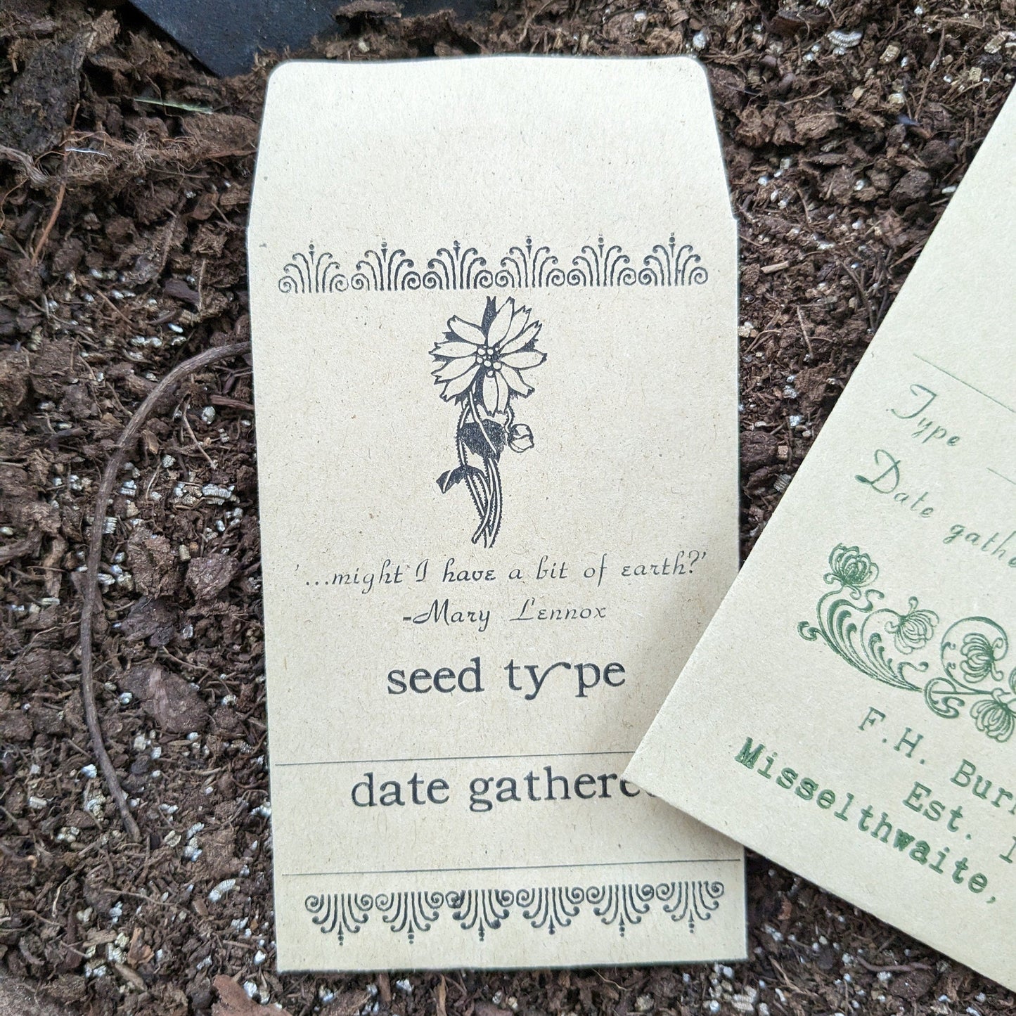 The Secret Garden Inspired Letterpress Seed Packets/Set of 6