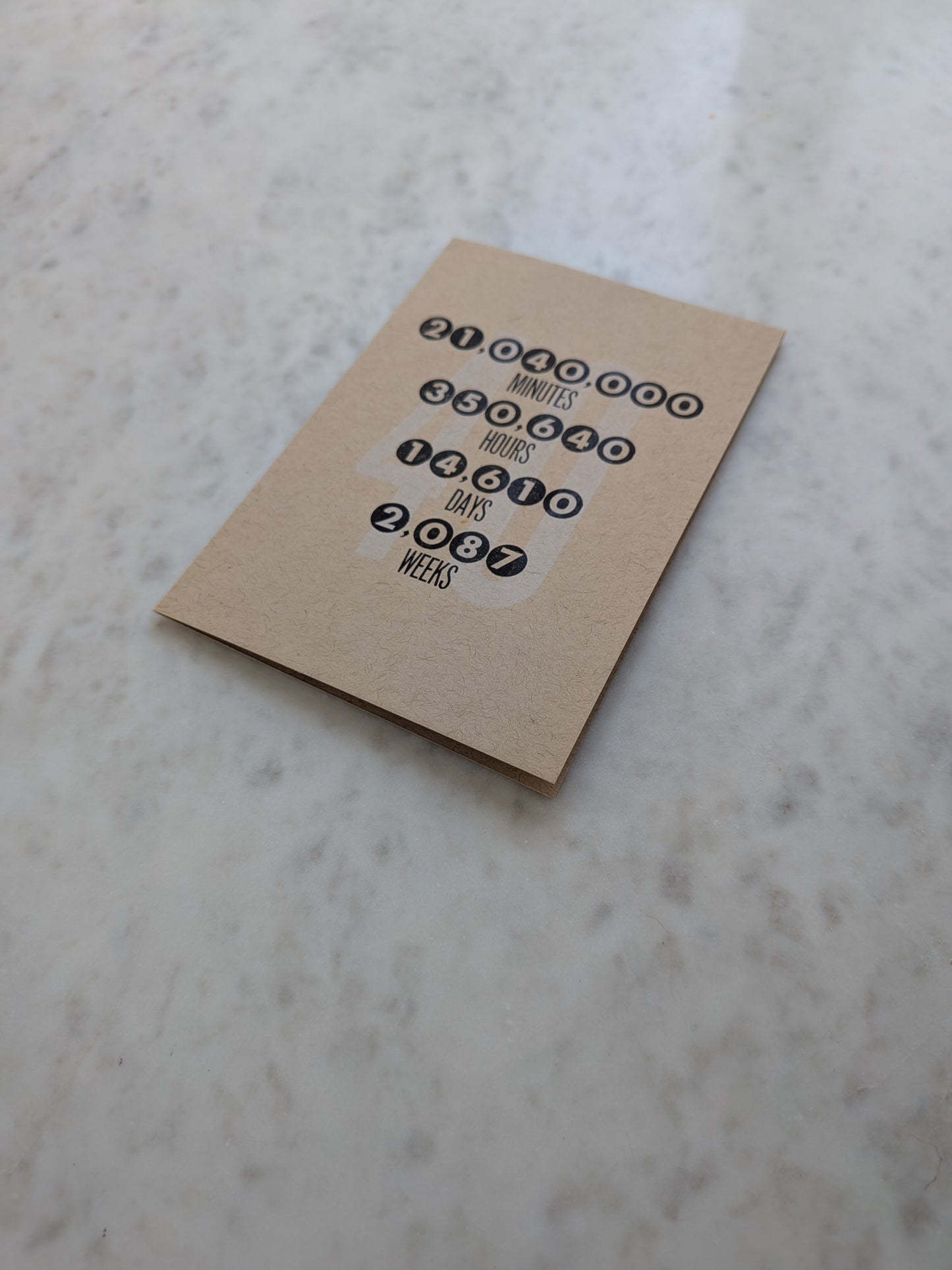 Letterpress 40th Birthday Card