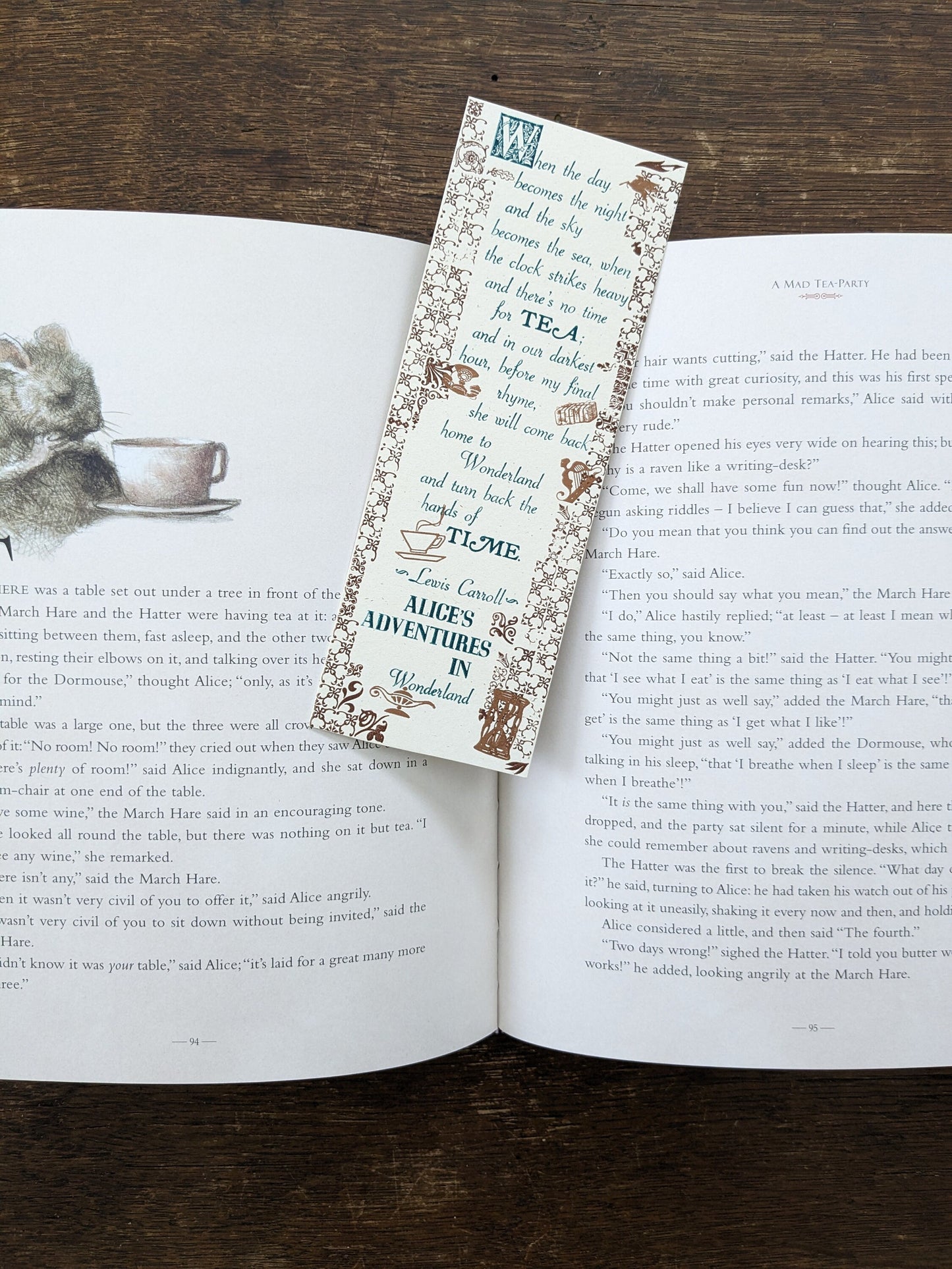 Alice's Adventures in Wonderland Letterpress Bookmark