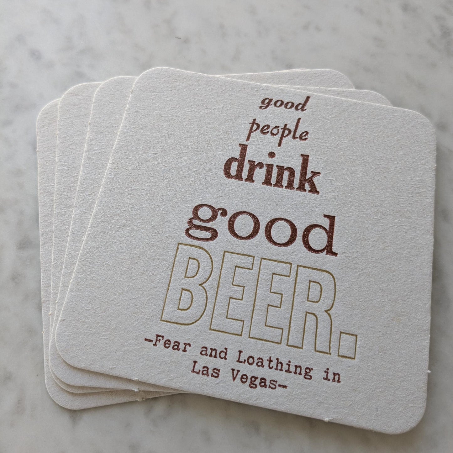 Good People Drink Good Beer Letterpress Coasters (Set of 4)