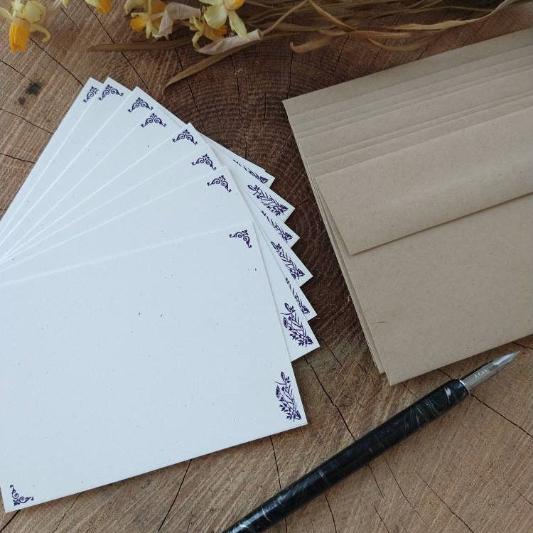 Vintage Inspired Wildflower Letterpress Note Cards