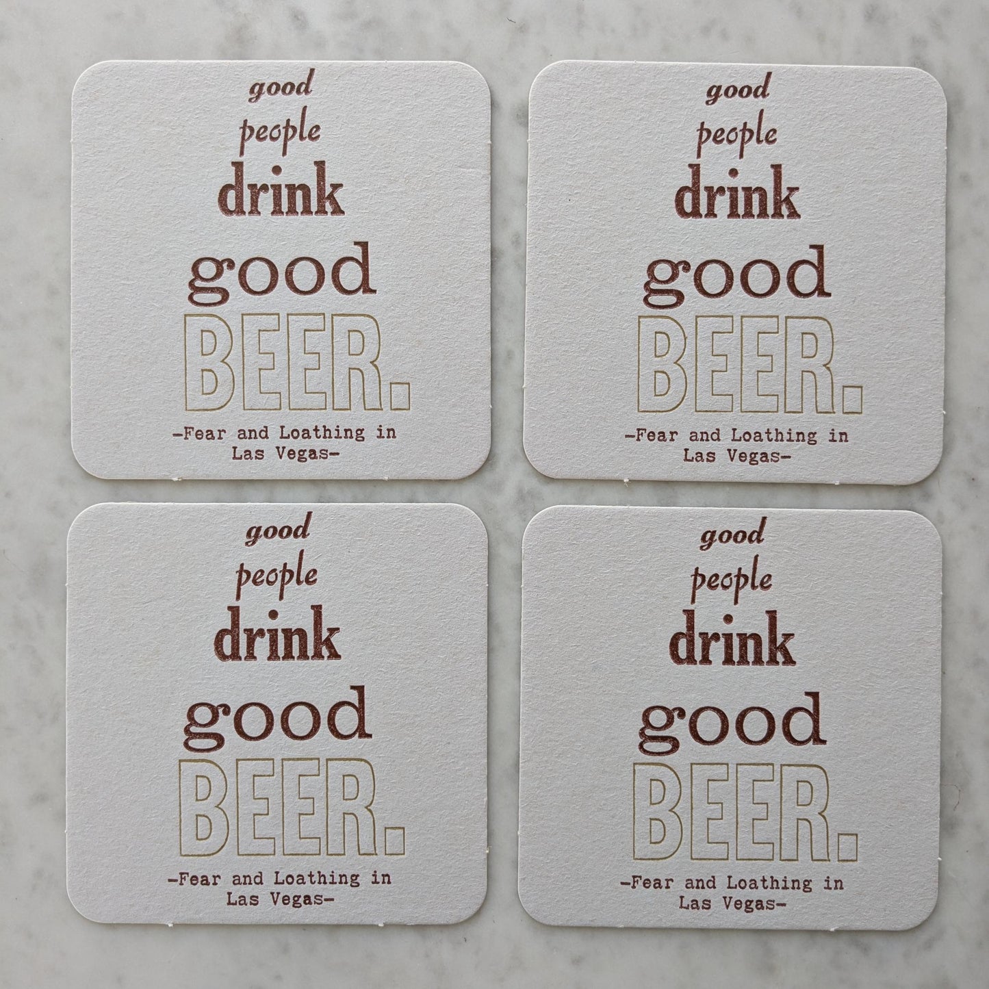 Good People Drink Good Beer Letterpress Coasters (Set of 4)