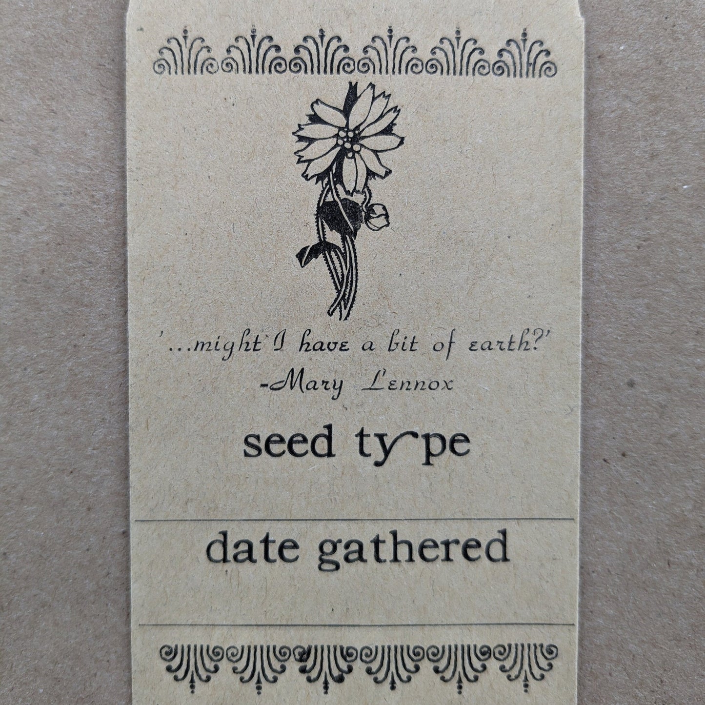 The Secret Garden Inspired Letterpress Seed Packets/Set of 6