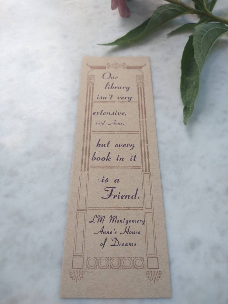 Anne of Green Gables/Anne's House of Dreams/"Our Library Isn't Very Extensive"/Letterpress Bookmark or Print