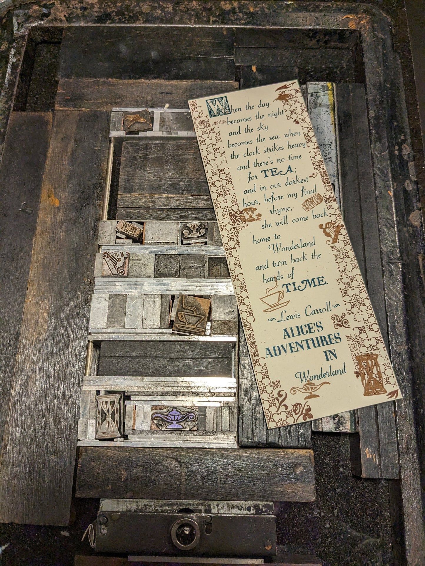 Alice's Adventures in Wonderland Letterpress Bookmark