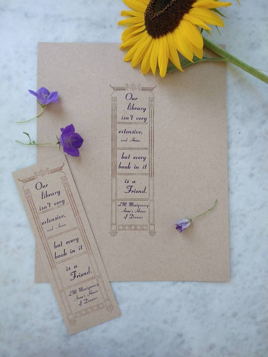 Anne of Green Gables/Anne's House of Dreams/"Our Library Isn't Very Extensive"/Letterpress Bookmark or Print