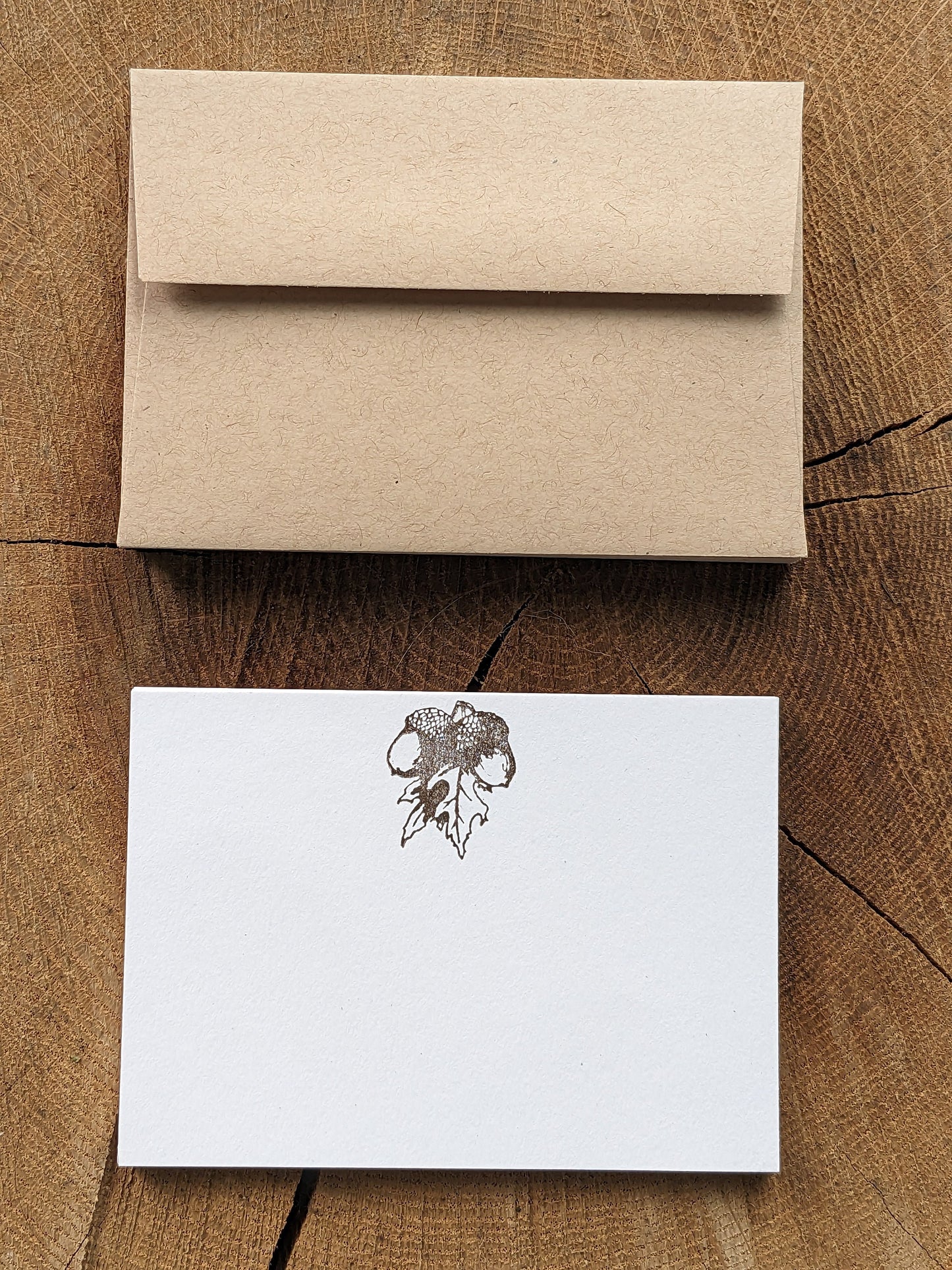 Macrame Plant Hanger & Acorn Letterpress Note Card Set