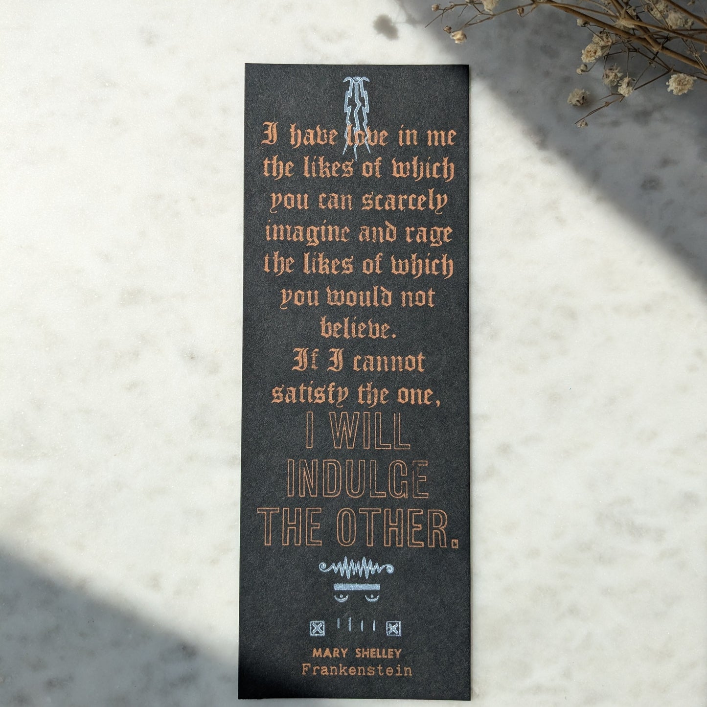 Frankenstein Quote Letterpress Bookmark