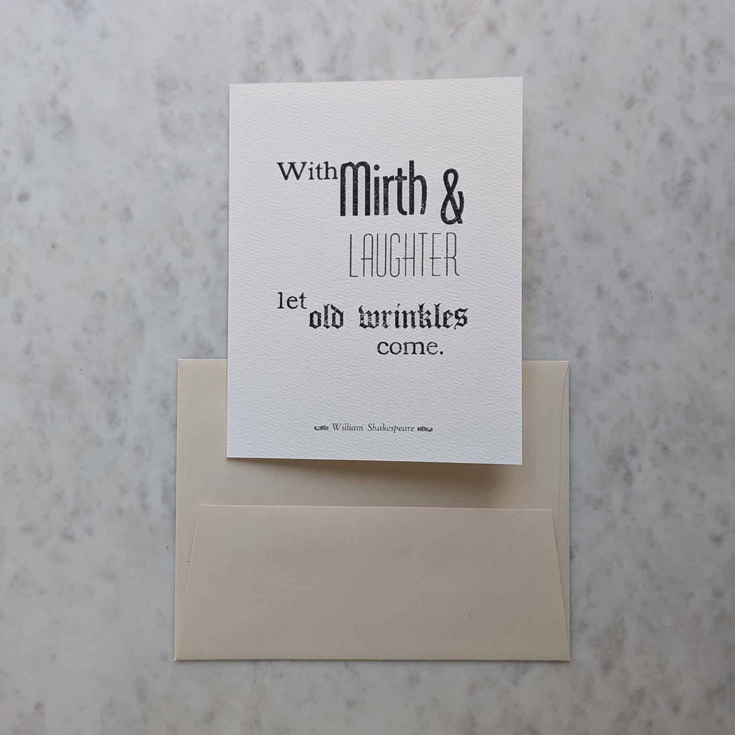Letterpress Birthday Card: Shakespeare Quote