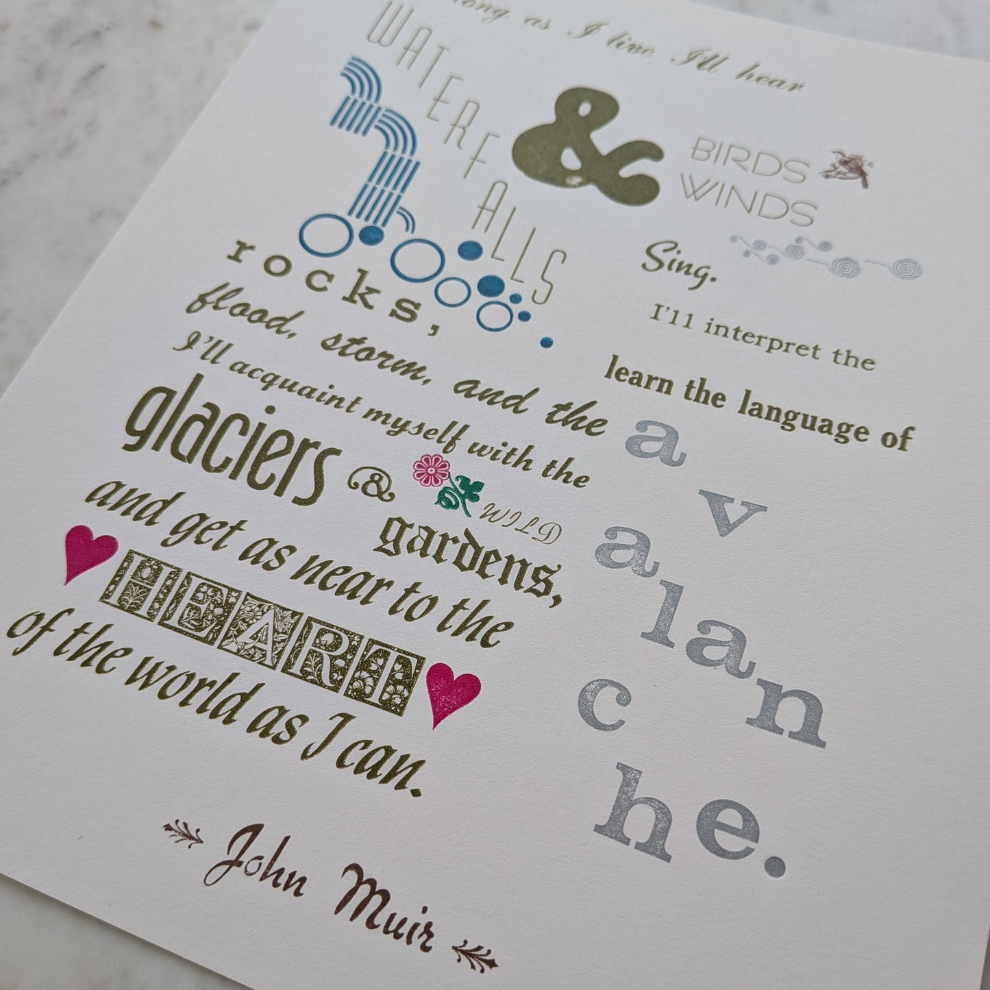 John Muir Quote Letterpress Print