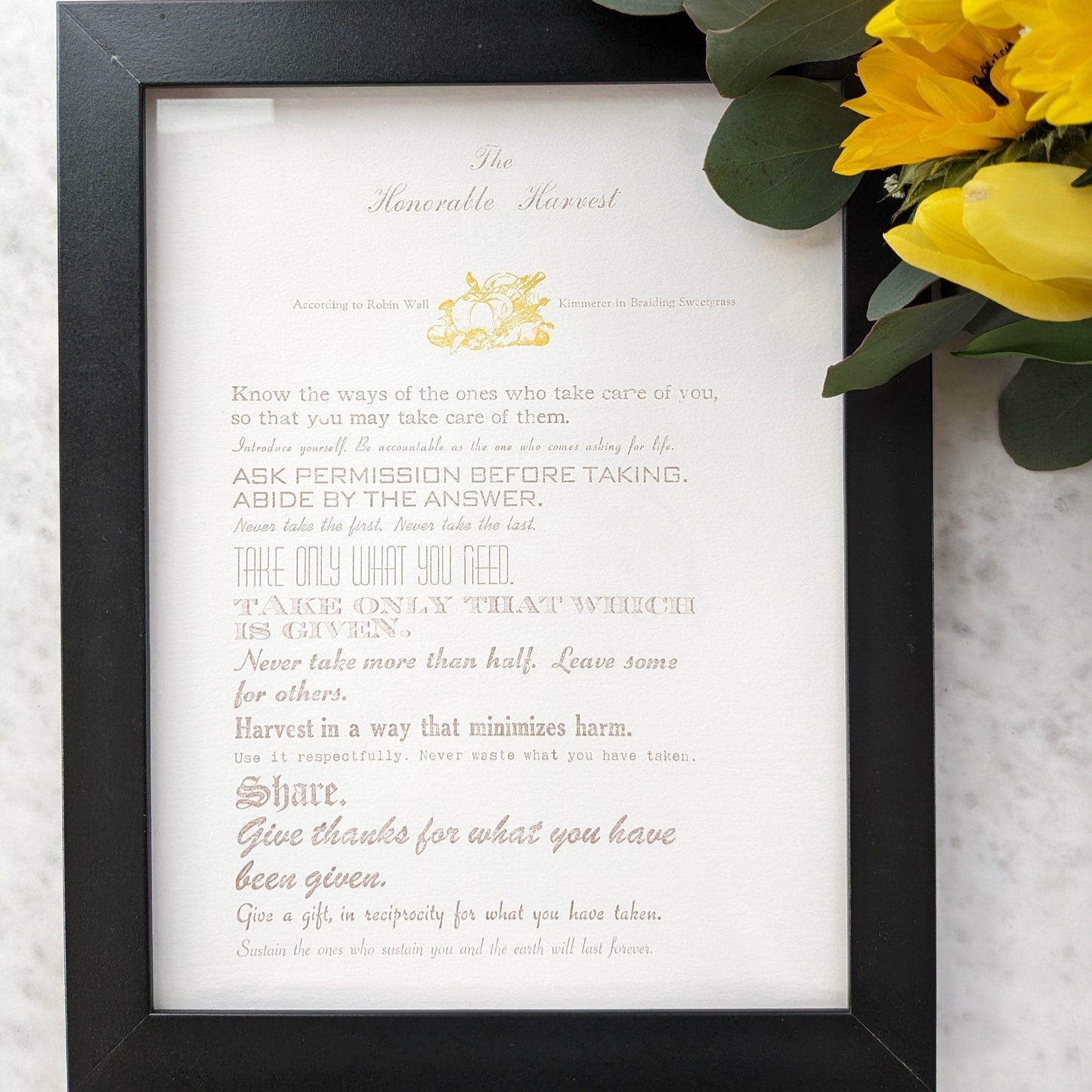 The Honorable Harvest Letterpress Print