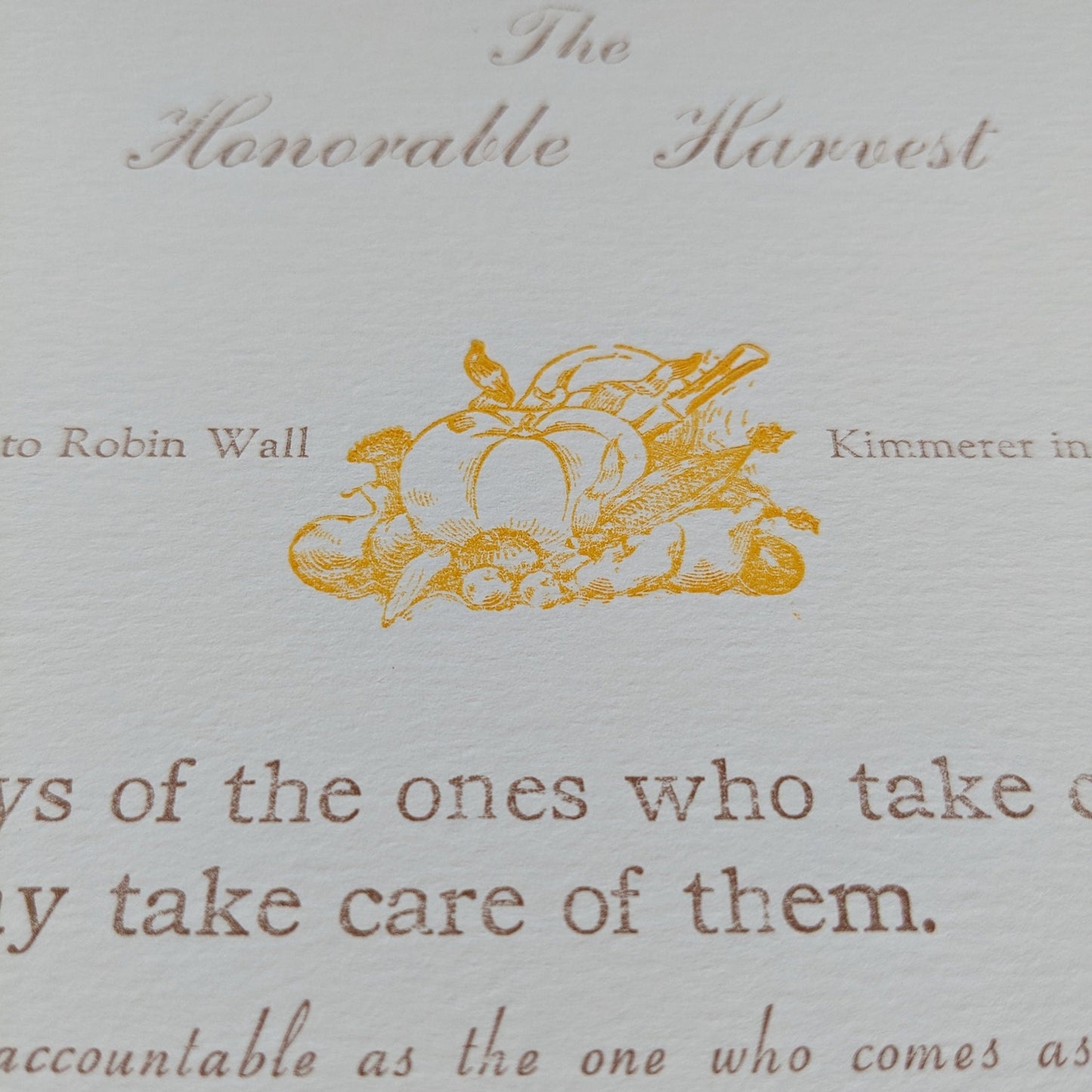 The Honorable Harvest Letterpress Print