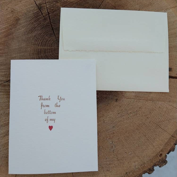 Thank You From the Bottom of My Heart Letterpress Greeting Card
