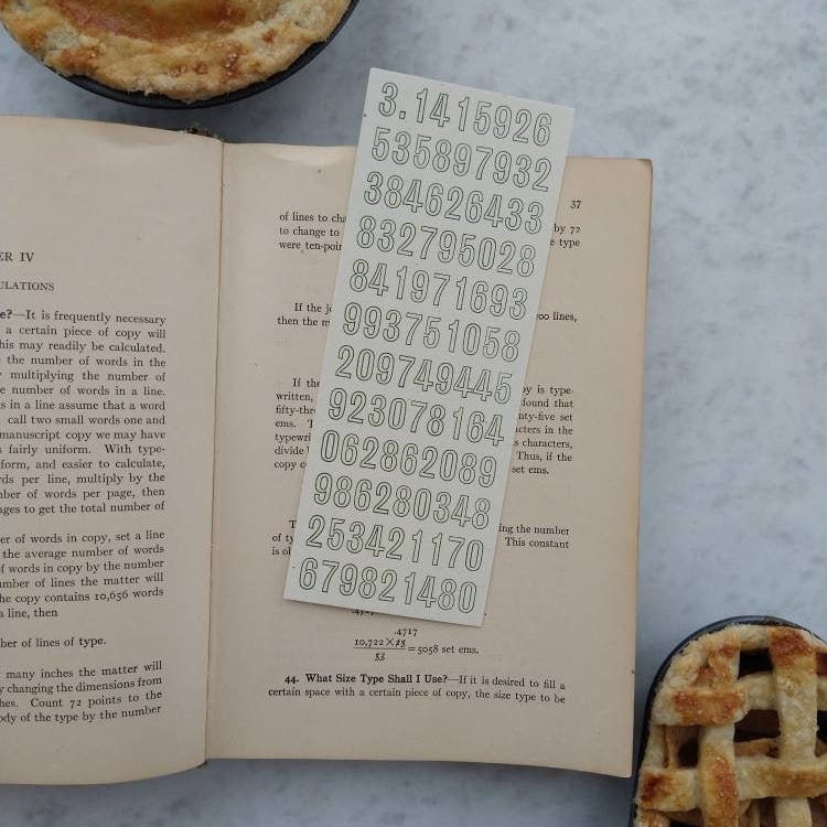 Pi Letterpress Bookmark