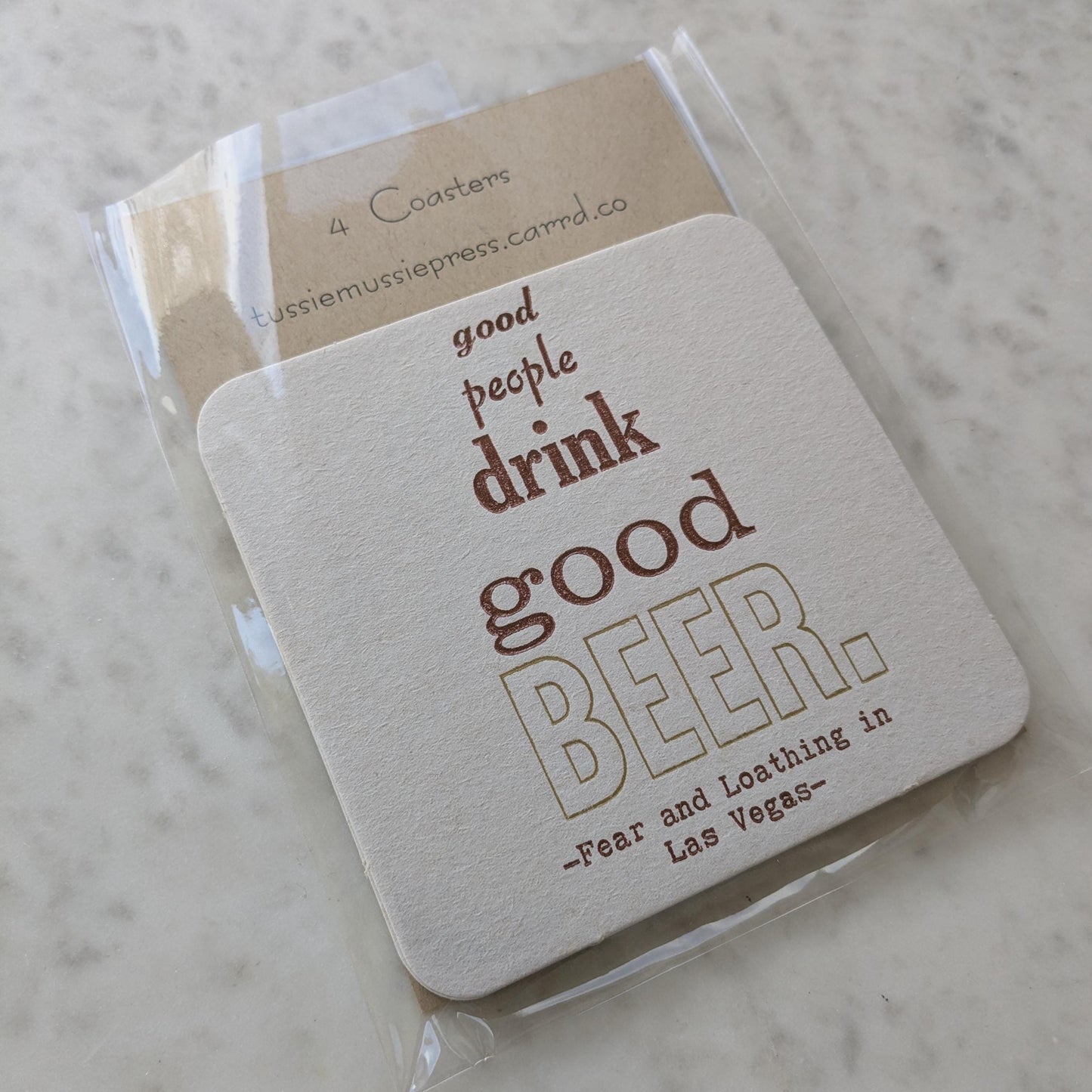 Good People Drink Good Beer Letterpress Coasters (Set of 4)
